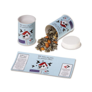 Vogelfutter Werbetrommel