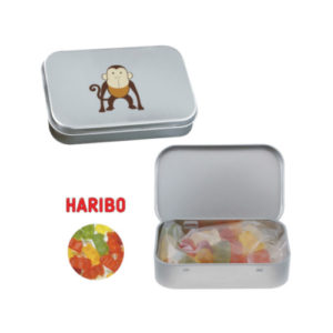 Blechdose mit Haribo Gummibärchen